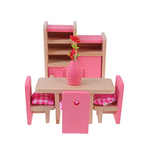 Toyvian Juego de Muebles de casa de muñecas de Madera Mini Muebles Accesorios de Fotos Muebles de Juguete Miniatura para niños jardín de Infantes Comedor para niños