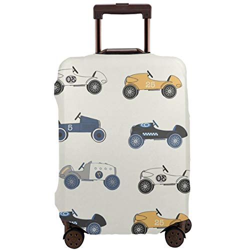 Travel Suitcase Protector,Vector Light Vintage Race Cars Seamless Repeat Pattern Perfect For Fabric Wallpaper Wrapping Paper and Stationery Projects,Suitcase Cover Washable Luggage Cover L