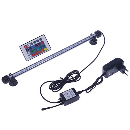 UEETEK Luz del Acuario LED Tanque de Peces Color de la luz Que Cambia Sumergible Luces LED de Cristal bajo el Agua Luces con Control Remoto 38cm (Enchufe de la UE)