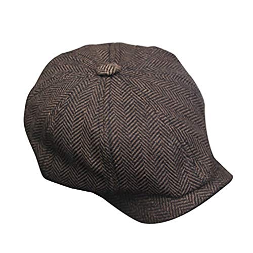 VALICLUD Hombre Clásico Vendedor de Periódicos Gatsby Sombrero Algodón Invierno Cálido Gatsby Ivy Gorra de Golf Espiga de Tweed Boina Plana Gorra de Taxi