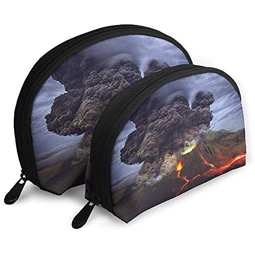 Volcano Eruption Lava Bolsas portátiles Bolsa de Maquillaje Bolsa de artículos de tocador, Bolsas de Viaje portátiles multifunción Pequeña Bolsa de Embrague de Maquillaje con Cremallera