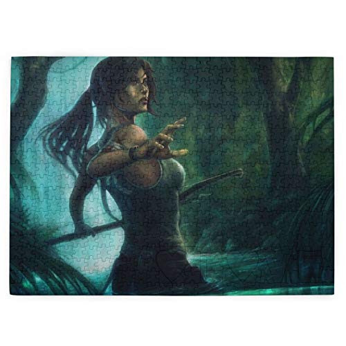 VOROY Jigsaw Picture Puzzles 520 Pcs Art Tomb Raider Lara Croft Girl Jungle Educational Family Game Wall Artwork Gift For Adults Teens Kids 15" X 20.4"