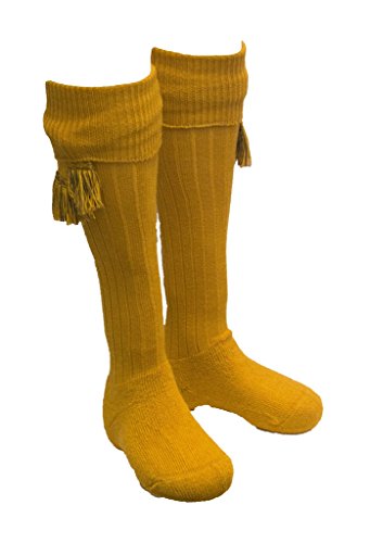 Walker and Hawkes Scarba - Calcetines de Caza para Hombre - con jarreteras a Juego - Ocre - M