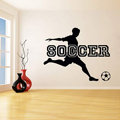 wanmeidp Jugador de fútbol Soccer Ball Boy Play Game Boy Etiqueta de la Pared Dormitorio Sala de Juegos Vinilo Apliques a Prueba de Agua Sala de Estar