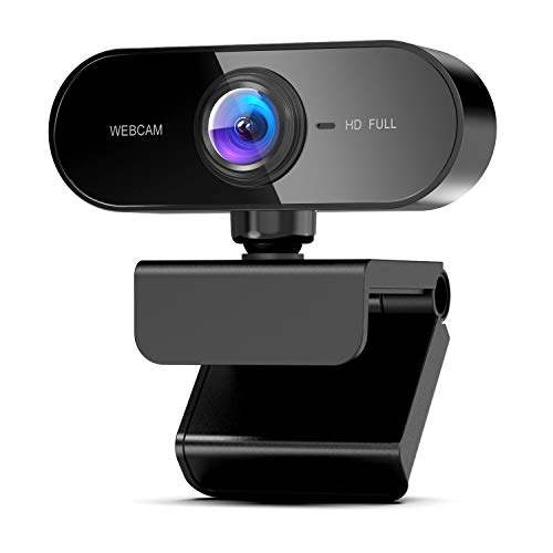 Webcam 1080P, Full HD 2 Millones Pixel Webcam pc con Micrófono Incorporado y Cubierta de Privacidad, Enfoque Automático, USB 2.0 Plug and Play, Webcam Camara para Videollamadas, Estudio, Conferencia