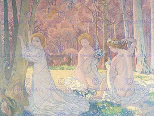 Wee Blue Coo Figures Spring Landscape Sacred Grove by Maurice Denis Art Print Poster HP320