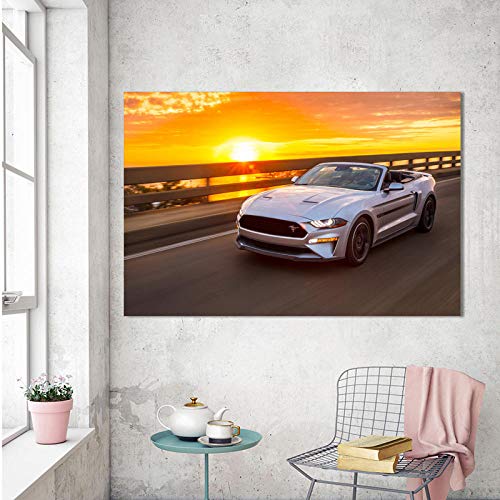 WSHIYI Cuadro de Arte de Pared Fords Mustang GT Convertible Car California Vehículo Pintura Lienzo Carteles e Impresiones Decoración Moderna para el hogar 50x75cm (20x30 Pulgadas) Sin Marco