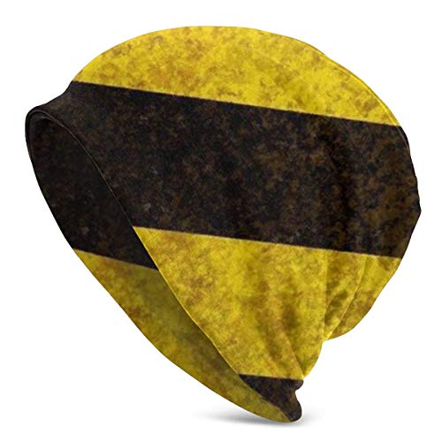 XCNGG Señal de tráfico del Coche, Negro, Amarillo, Rayas, Hombres, Mujeres, Gorros de Punto, Gorro de Invierno, Gorras de Cobertura