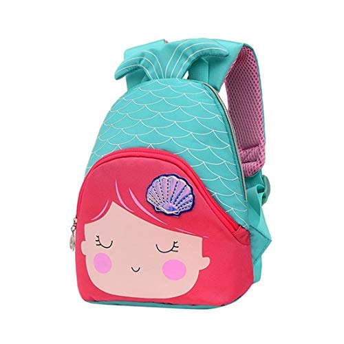 Xlabor Mochila infantil con diseño de sirena, para guardería, con cinturón en el pecho, para niños y niñas