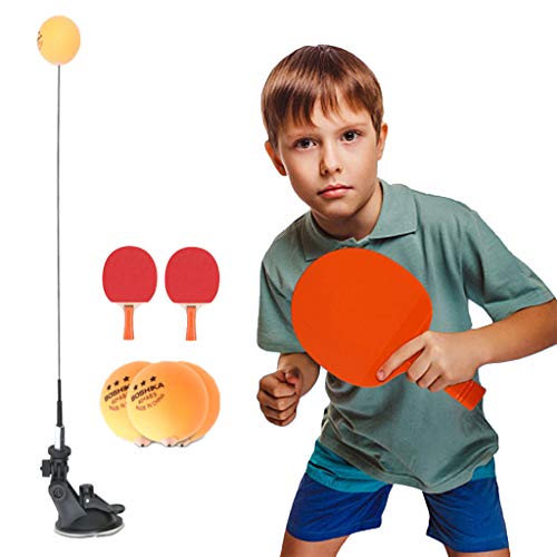 XLOO Entrenador portátil de Tenis de Mesa, Entrenamiento de Pelota de Ping Pong con Eje Blando elástico, Ejercicio de visión - reacción/optimizar la Columna Vertebral, Negro