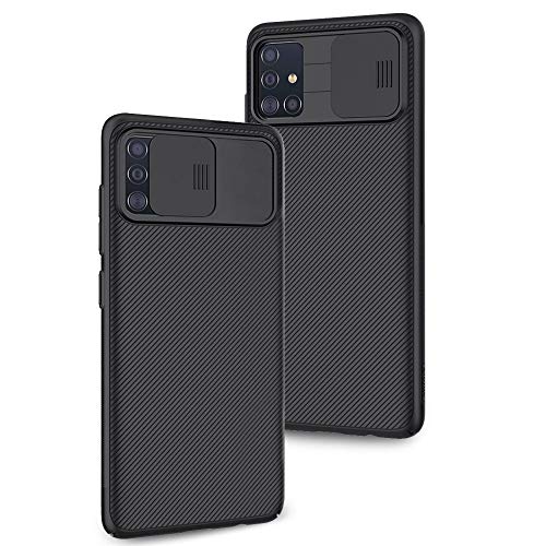 XTCASE Funda para Samsung Galaxy A71 Protección de la cámara Carcasa Cubierta de cámara Deslizante Proteger Ultra-Delgado Híbrida PC Anti-Choque Anti-arañazos - Negro