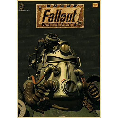 yitiantulong Fallout 3 4 Gioco Di Poster Arredamento per La Casa Decorazione Gioco Poster Disegno Core Autoadesivi Della Parete Q-55 (50X70Cm) Sin Marco