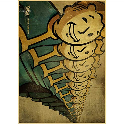 yitiantulong Fallout 3 4 Gioco Di Poster Arredamento per La Casa Decorazione Gioco Poster Disegno Core Autoadesivi Della Parete R-966 (50X70Cm) Sin Marco