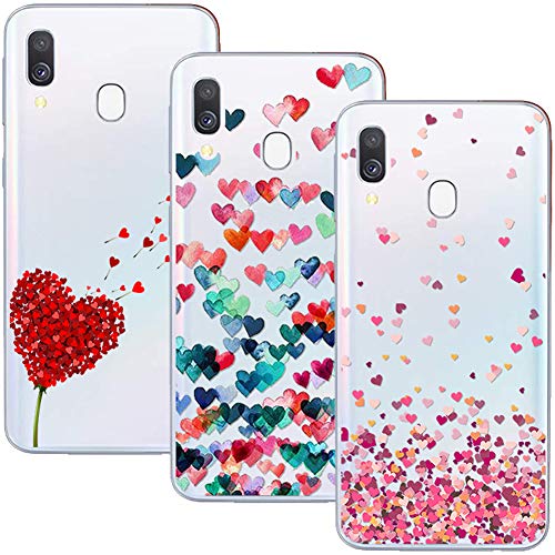 Young & Ming Compatible para Galaxy A40 Funda, (3 Pack) Transparente Ultrafina Carcasa Delgado antigolpes Resistente, Amor