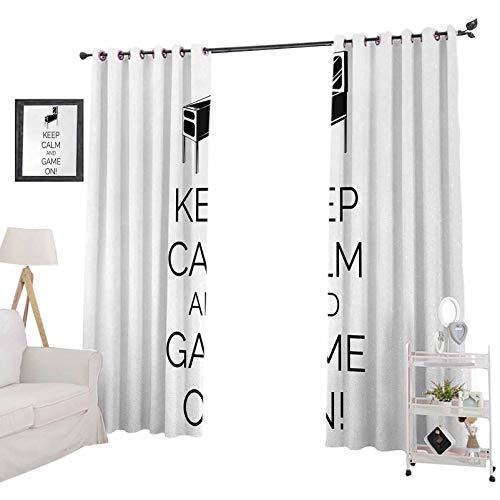 YUAZHOQI Cortinas opacas con diseño de pinball y sala de arcade, diseño de sala de juegos y entretenimiento divertido, cortinas para puertas francesas de 132 x 274 cm, color negro y blanco