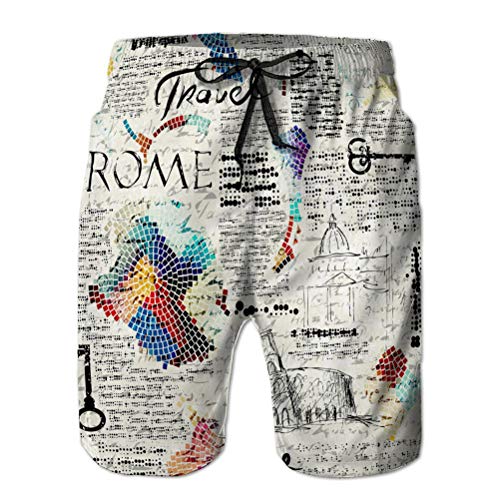 Yuerb Mens Swim Trunks Beach Shorts Quick Dry Swimming Trucks Rome Newspaper