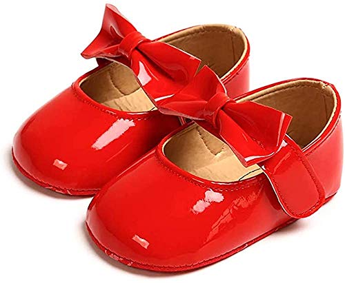 Zapatos Recien Nacido Antideslizante Bailarinas Princesa Bowknot Bebé Niñas Rojo 0-6 Meses