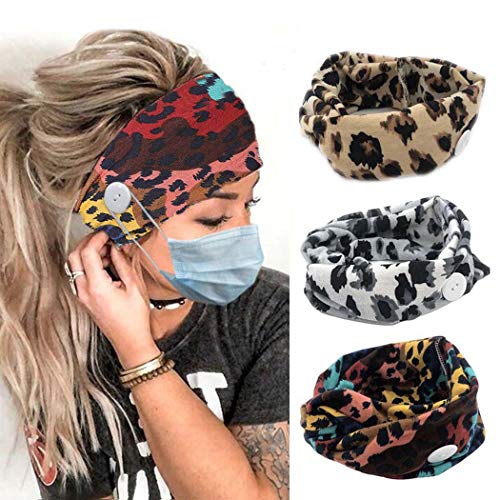 Zoestar Boho, diademas de leopardo, cruzadas, para yoga, protección para los oídos, bufandas elásticas, turbantes para mujeres y niñas (paquete de 3)