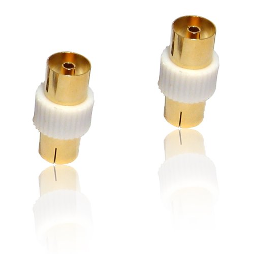 2 x dorado coaxial para antena de televisión hembra adaptador (F - F) cambiador de género junta (importado)