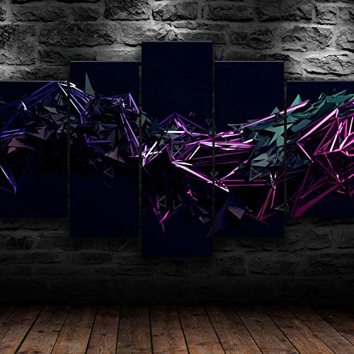 45Tdfc 5 Piezas Arte Pared Lienzo Diseño Fractal polígono 3D HD Pintura Cartel ImpresióN - Wall Lona Paintings - Escena Sala Estar Oficina DecoracióN