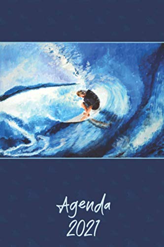 Agenda 2021: Surf - Agenda Diaria 2021 | Edición Limitada | 1 página por día | Formato compacto 15,24 x 22,86 cm (6x9 pulgadas) | Regalo para padres, ... | Calendario, lista de contactos, notas, ...