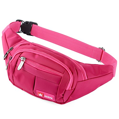 AirZyx Riñoneras de Marcha Running de Acampada y Marcha Bolsos de Gimnasio Bolsos Bandolera para Hombre Mujer (Rosa Roja)