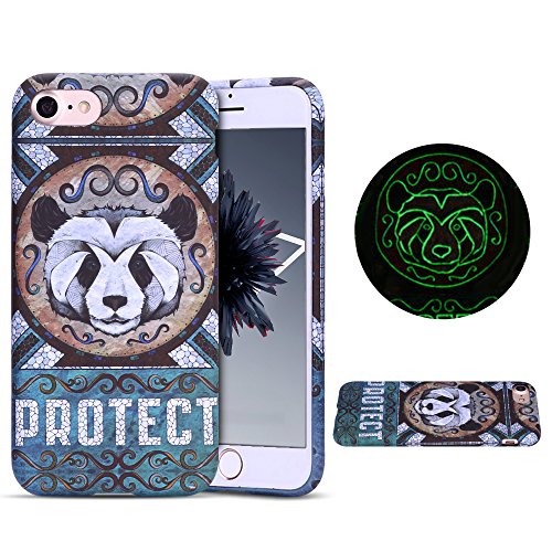 Anfire Funda iPhone 7/8 Luminous Carcasa Noctilucent Suave Silicona Case Gel TPU Fluorescent Bumper Tapa Ultra Ligero Flexible Cubierta Trasero para iPhone 7/8 Protector Caso - Panda