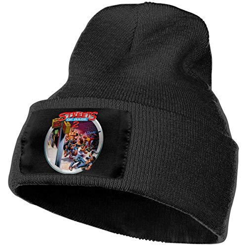 AOOEDM Streets of Rage 2 Skull Beanie Sombreros Gorros tejidos de invierno Gorro de esquí suave y cálido Negro