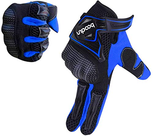 ARTOP Guantes de Moto, Guantes Transpirable de Moto Cruzada con Funda Protectora de PVC para Hombre Primavera-Verano-Otoño(Azul,XL)