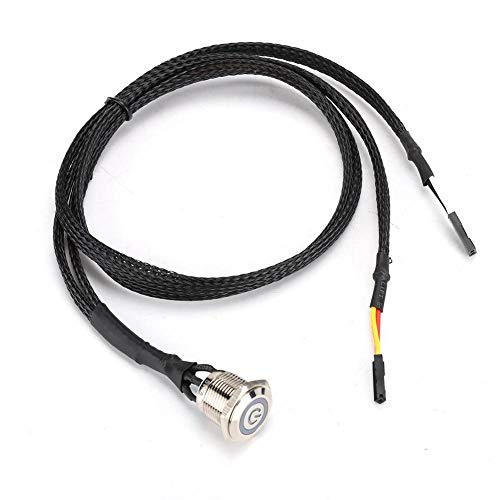 ASHATA Cable de Encendido de Computadora con Botón, Botón de Encendido de PC Externo, Interruptor de Reinicio de Energía de la Computadora Cable LED Kit de Cables Ensamblado para Computadora(Rojo)