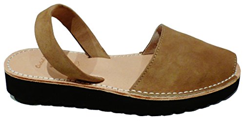 Avarcas menorquínas con Plataforma/cuña 2,5 cm, Abarcas, Albarcas, Sandalias (38, Camel)