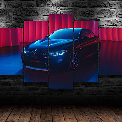 AWER Canvas Wall Art，Coche deportivo Material Tejido Impresión，Impresión En Hd，Imagen Modular，decoración del hogar，5 Piezas 150x80cm，Con Marco