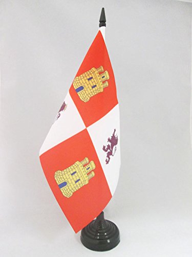 AZ FLAG Bandera de Mesa de Castilla Y LEÓN 21x14cm - BANDERINA de DESPACHO CASTELLANOLEONESA 14 x 21 cm