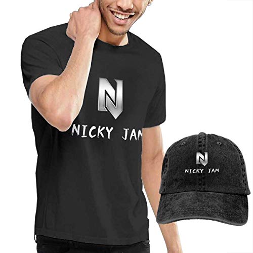 Baostic Camisetas y Tops Hombre Polos y Camisas, Men Nicky Jam Cool Short Sleeve T Shirts&Six Panel Baseball Cap Caps