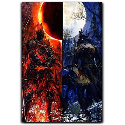 Bloodborne Dark Souls 3 Bonfire Artorias y Sif Póster de pared para sala de estar Retina, artefactos creativos de juegos, almas, arte oscuro, tatuaje de Seele, almas oscuras, 61 x 91 cm