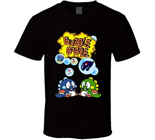 Bubble Bobble NES 80s - Camiseta de manga corta para videojuegos, color negro Negro Negro ( XL