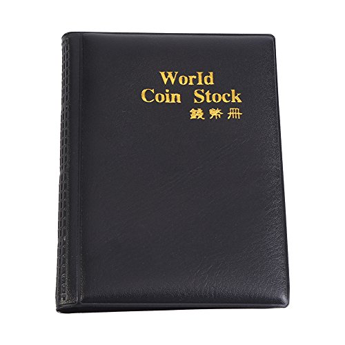 Cafopgrill Álbumes de Monedas Libros 10 Page 120 Bolsos de Monedas Álbum de Monedas del Mundo Colección de titulares de Monedas para Almacenamiento Bolsillos para Monedas Monedero (Negro)