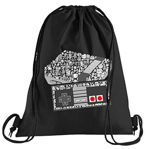 Camiseta de People NES Consola Game Bolsa de deporte – serigrafiado Bolsa – Una bonita Funda Bolsa De Deporte con bordados, color Negro , tamaño talla única