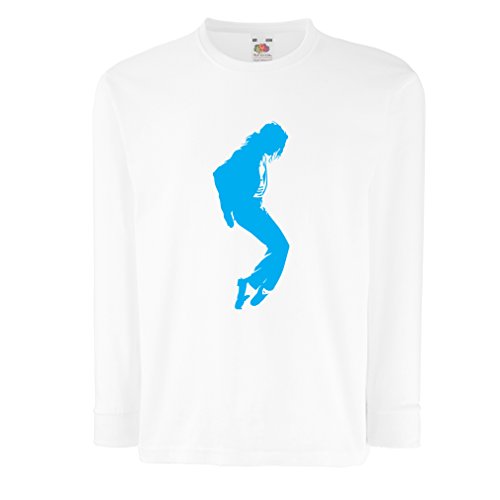 Camisetas de Manga Larga para Niño Me Encanta MJ - Ropa de Club de Fans, Ropa de Concierto (14-15 Years Blanco Azul)