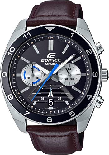 Casio Reloj Analógico para Hombre de Cuarzo japonés con Correa en Cuero Genuino EFV-590L-1AVUEF