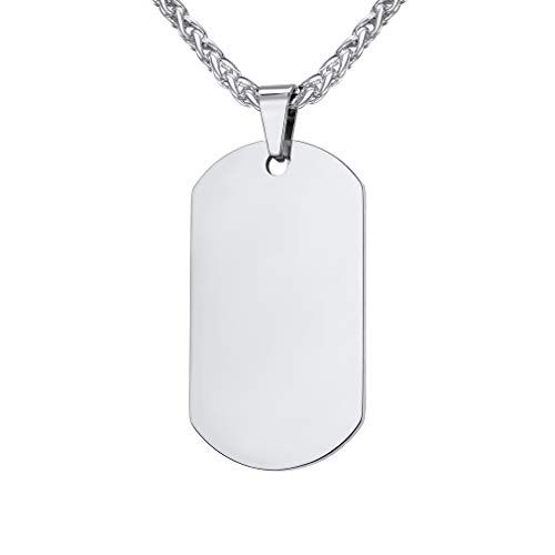 Custom4U Etiqueta Militar Acero Inoxidable 316L Joyería de Moda Colgante Tabla Militante para Soldados Collar de Identidad Chapa Rectangular para Novios