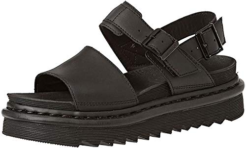 Dr. Martens Voss, Sandalias con Correa de Tobillo para Mujer, Negro Negro Cuero Hydro 001, 41 EU