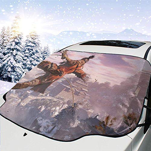 Drew Tours SEKIRO Shadows Die Twice Car Front Cover, Sunshade Frost Guard Winter Protector Car Automotive Front Car Snow Covers, Adecuado para la mayoría de los automóviles 58x46In CSW-3427