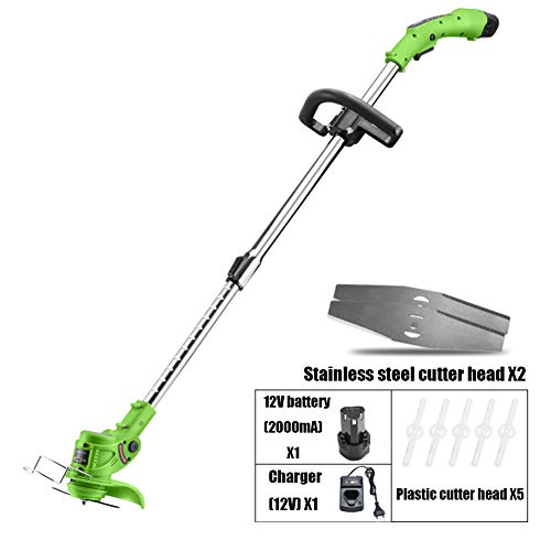 EDG Herramienta eléctrica Hierba Strimmer telescópica inalámbrico Jardín Cortador de Hierba Cortador Parques Granjas Huertas Segadora Care (2 Acero Blades, la batería de 12V, 450W Motor)