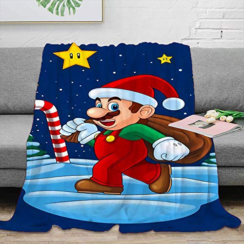 Elliot Dorothy Manta de forro polar con diseño de Mario de Navidad para todas las estaciones, fácil cuidado, 152,4 x 203,2 cm