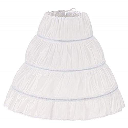 Enagua de Las Niñas,Falda de Aro de 3 Vueltas Enagua,Enaguas de Volante,Falda de Princesa Mullida Forrada para Niños (Blanco) (7-13 yrs,Length 25.6", Blanco)