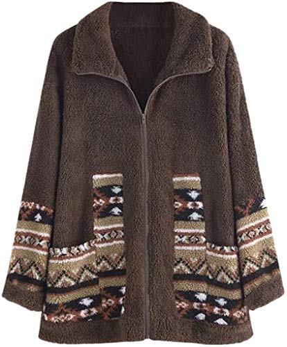 Fashion Women Winter Warm Coat Plus Size Printed Zipper Jackets Overcoat M4XL