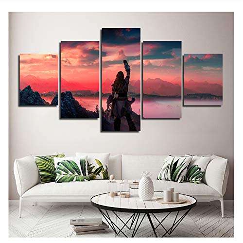 feitao Arte De Pared Horizon Zero Dawn Pictures HD Prints 5 Piezas Decoración del Hogar Juego Lienzo Pintura Póster -15X24 15X32 15X40 Pulgadas Sin Marco