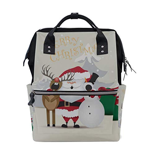 Feliz Navidad Muñeco de nieve blanco Bolsas de pañales de gran capacidad Mamá Mochila Múltiples funciones Bolso de lactancia Bolso de mano para niños Cuidado del bebé Viajes Mujeres diarias