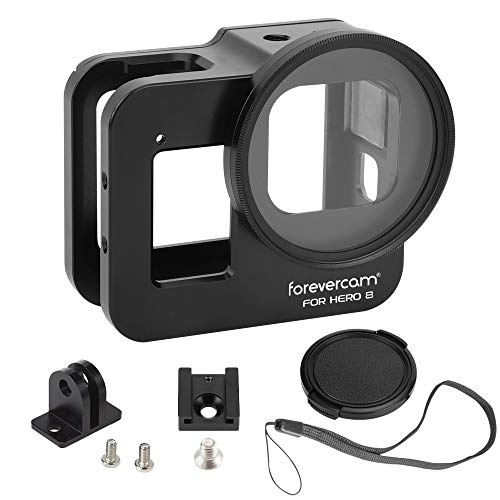 Forevercam Carcasa protectora de aluminio para GoPro Hero 8 Negro de la carcasa de la cámara de accesorios con lente de 52 mm